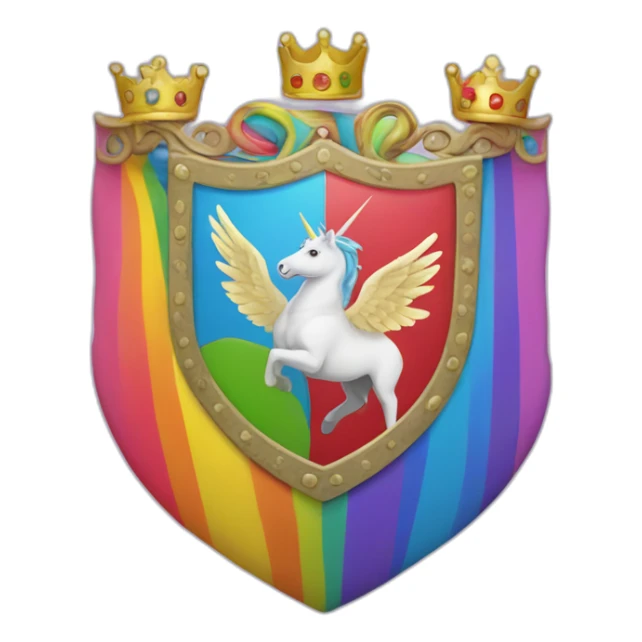 Coat-of-arms-held-by-rainbow-unicorns sticker