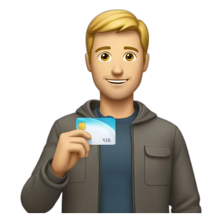 white man holding a credit card sticker