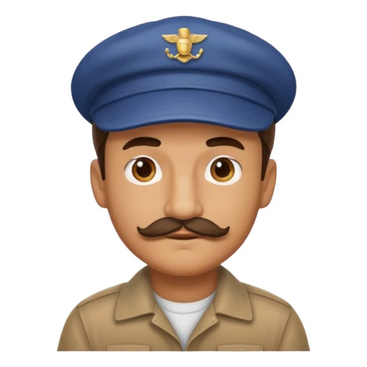 A man who look like hitler with tiny mustache wearing cap sticker