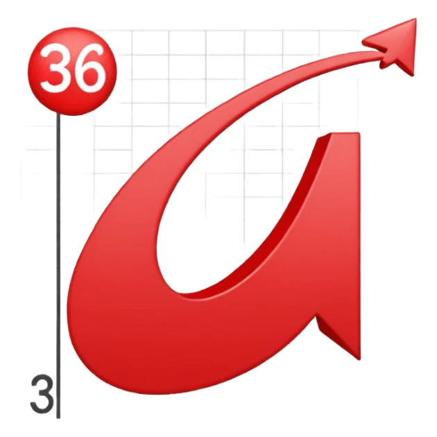 the number 36 on top of a graph with a downwards trajectory sticker