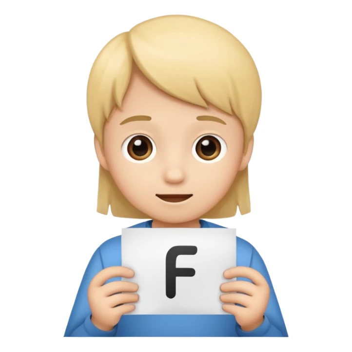 make the kid hold a paper that says F sticker