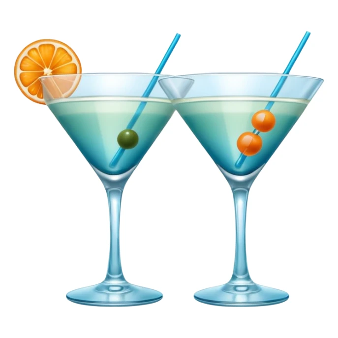 Create an two emoji of martini cocktail, cheers with blue lagoon cocktail sticker