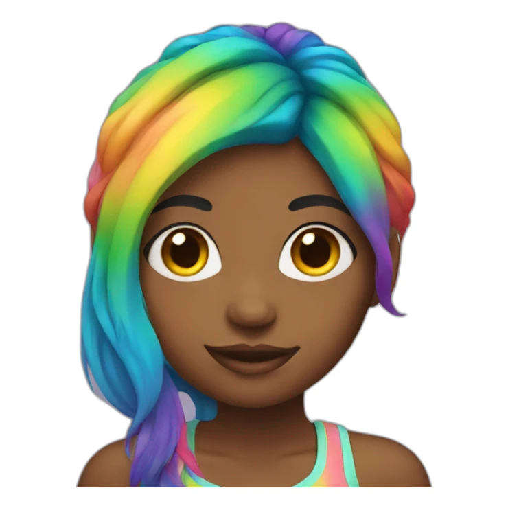 Girl with rainbow hair sticker