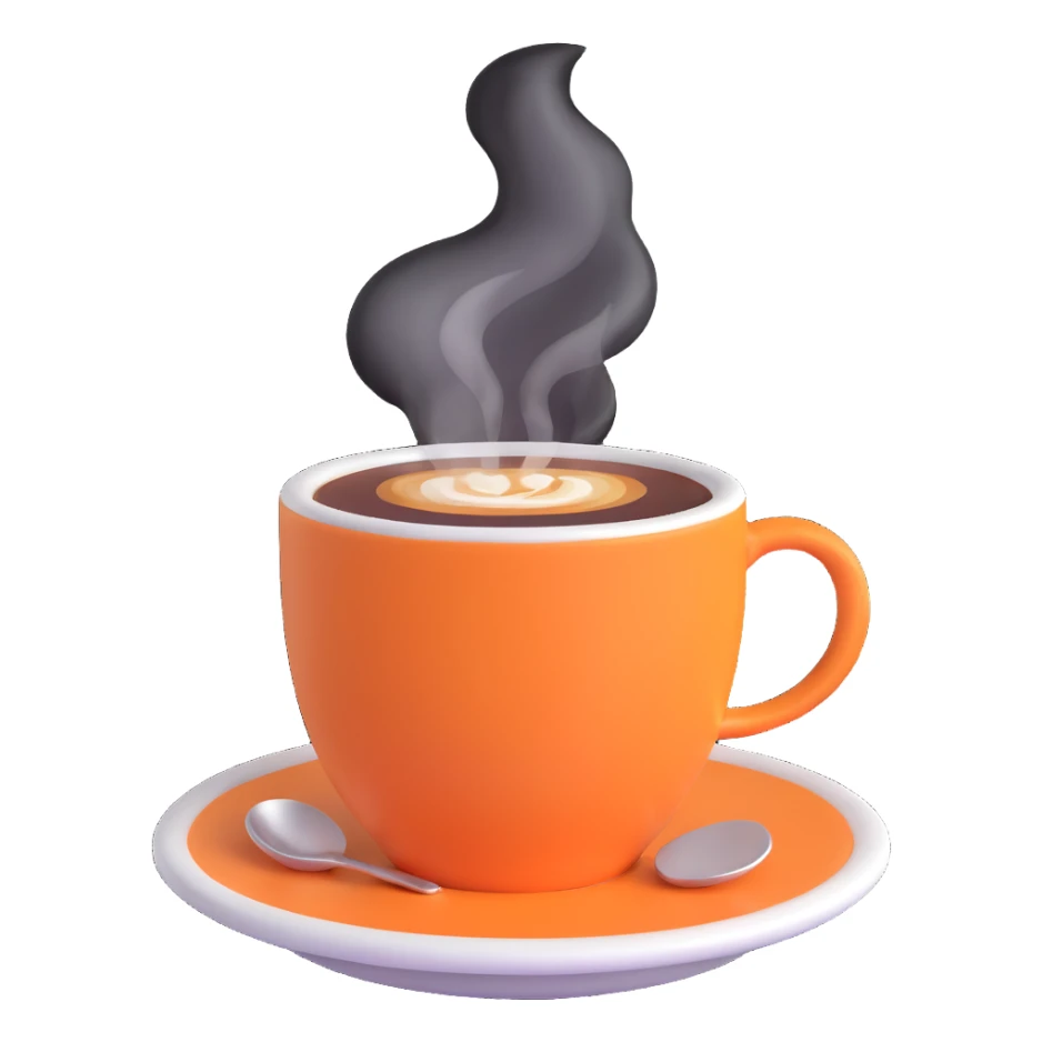 a cup of coffee with visible steam, modern inviting style sticker