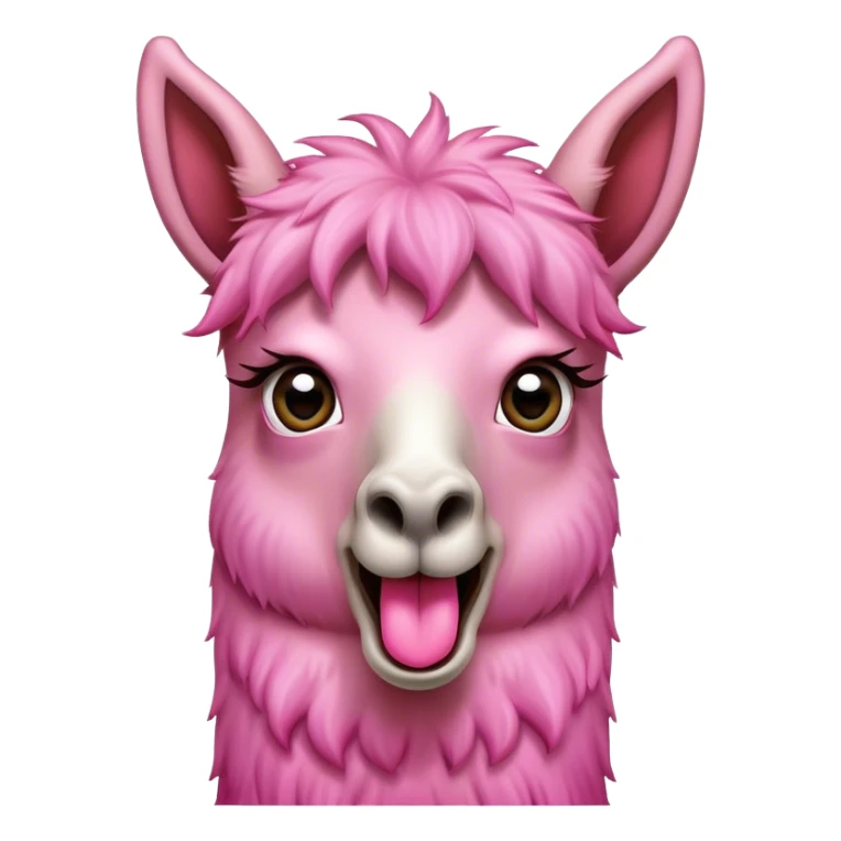 a pink llama with a surprising face, wide eyes, long tongue  sticker