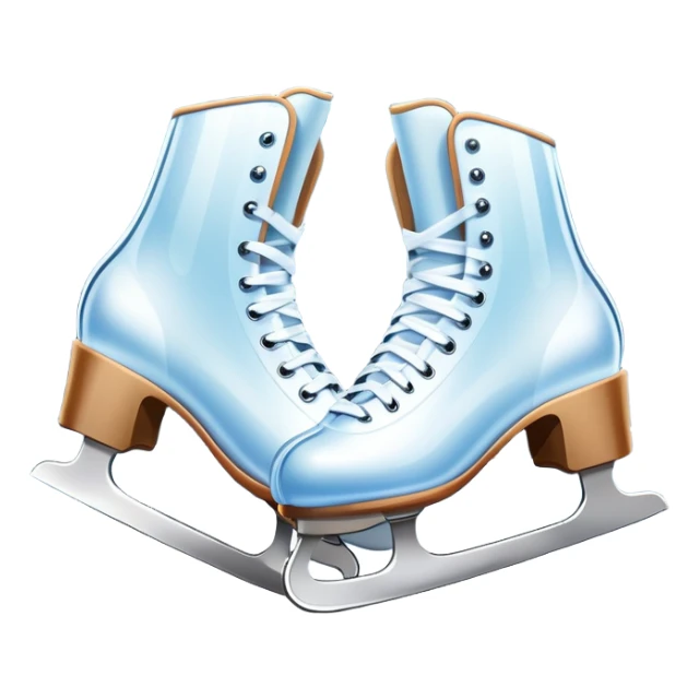 An icon showing The rink is surrounded by cheering spectators and soft arena lights, creating a beautiful, dynamic atmosphere. a pair of elegant figure skates placed on the smooth, sparkling ice of a grand ice arena. Transparent background highlights the grace and beauty of figure skating. sticker