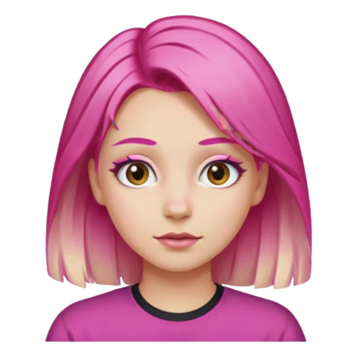 blonde eye brow and bright pink hair middle part sticker