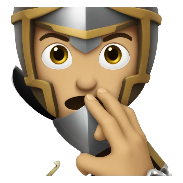 knight holding finger over mouth shh people  sticker