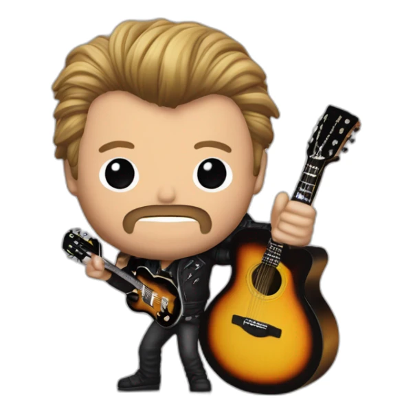 Johnny Hallyday avec une guitare less paul sticker