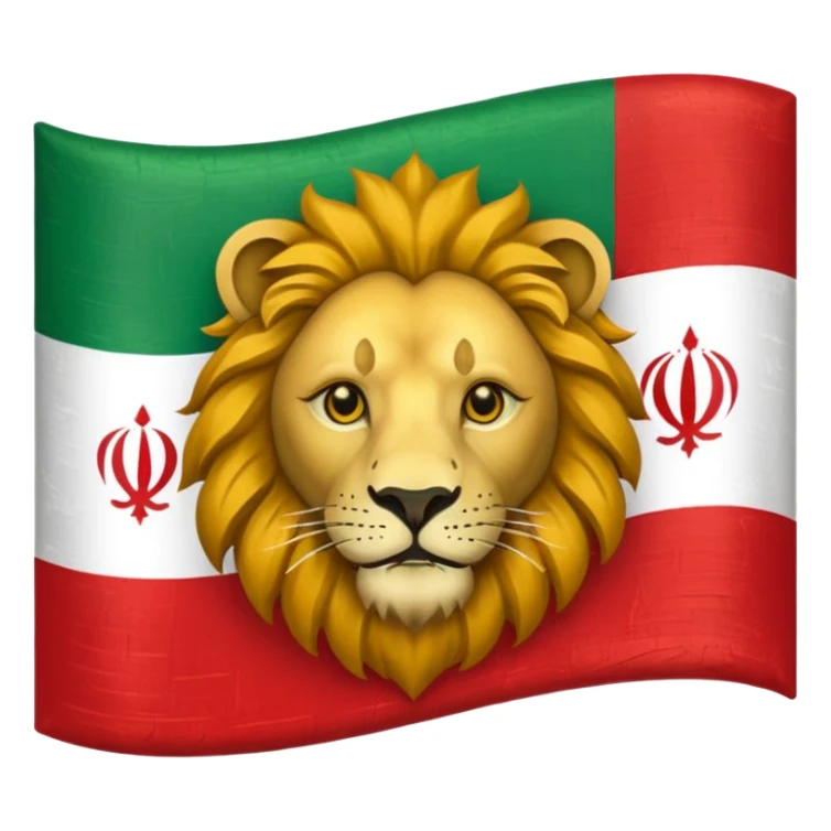 a flag emoji of the old iranian flag that has a lion in the middle sticker