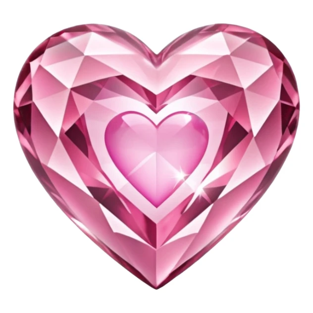 crystal clear diamond heart with one mini pink heart inside of it  sticker