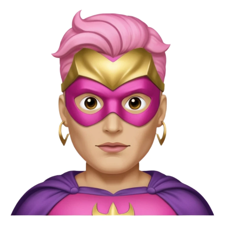 mask wearing man superhero pink with big earrings sticker
