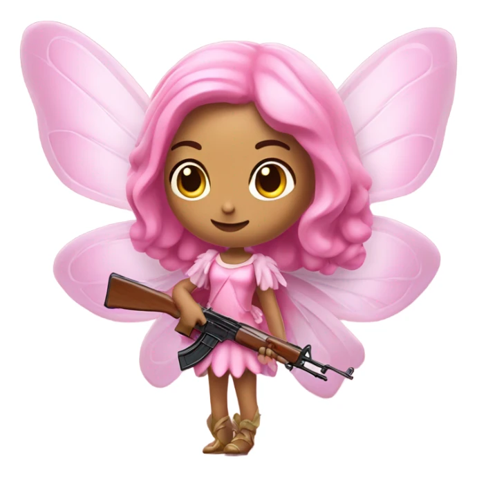 pink fairy holding an ak 47 sticker