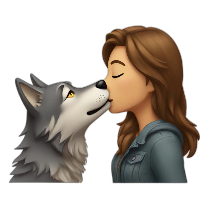 female wolf sending a kiss sticker