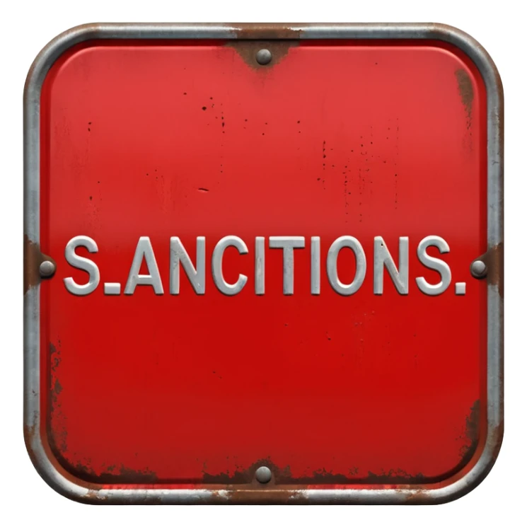 
red road sign with the inscription sanctions sticker