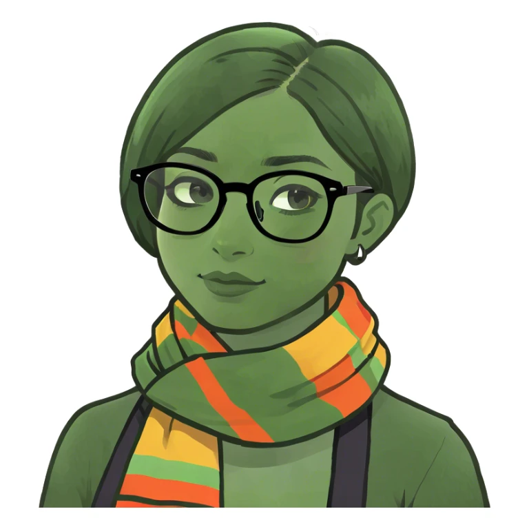 girl with dark mid length short hair with black glasses  sticker