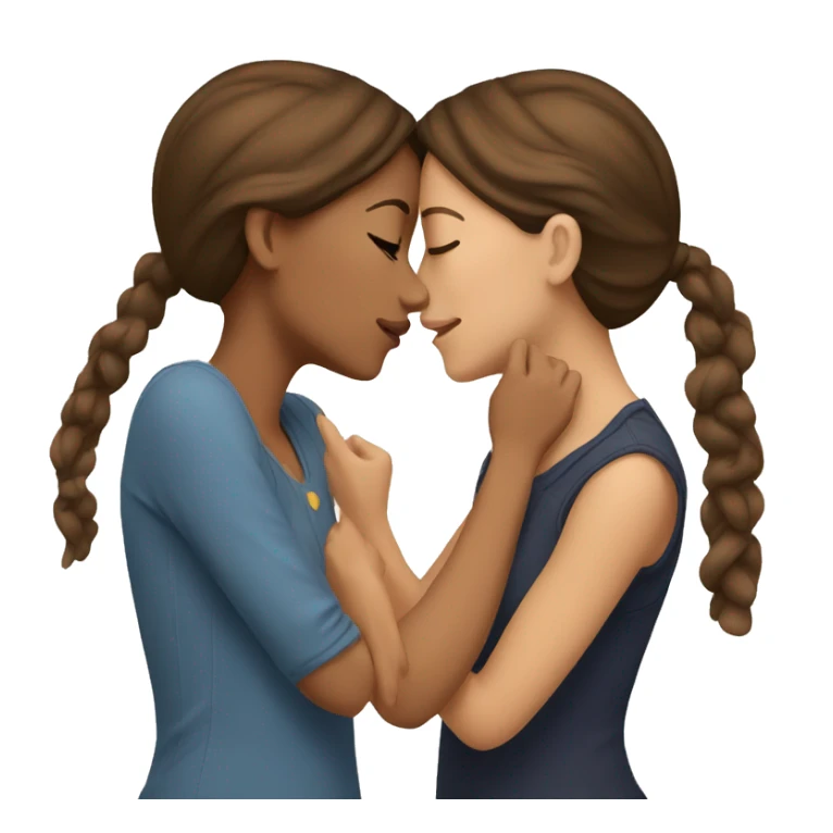Two brown haired girls kissing each other sticker