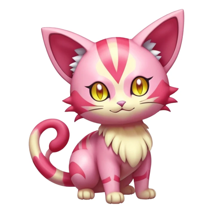 Shiny Magical Elemental Colorful Exotic Skitty-Delcatty-Pokémon-Fakémon-hybrid-creature (full body) sticker