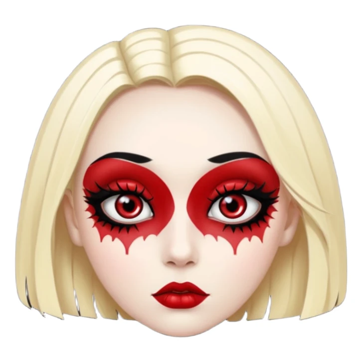 Black and red gothic big eye with mascara and makeup   sticker