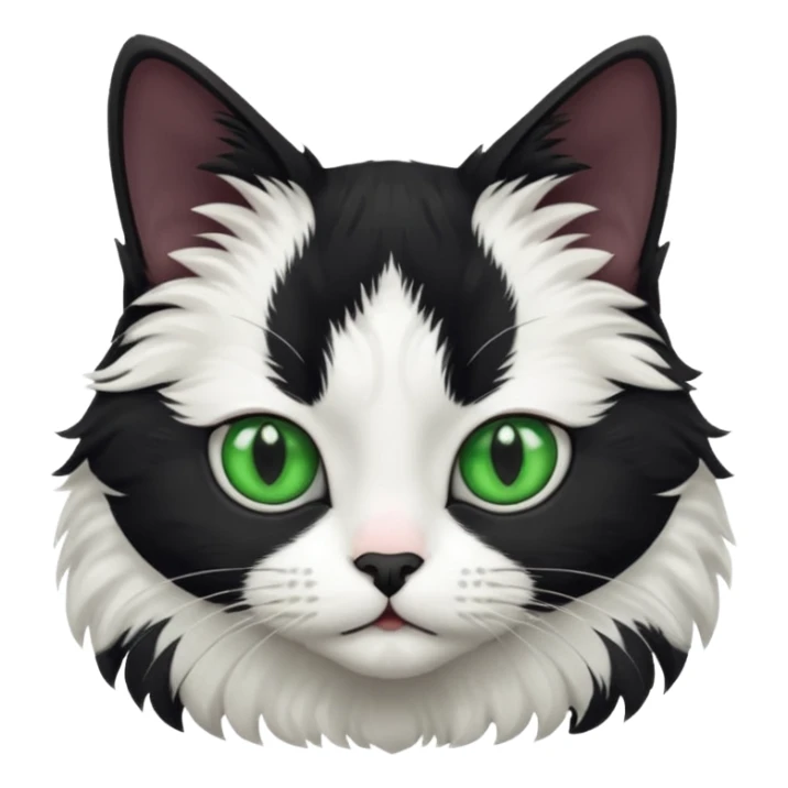 chat noir et blanc au yeux vert  sticker
