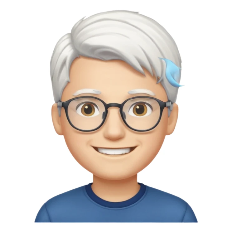young boy with white hair and glasses sticker