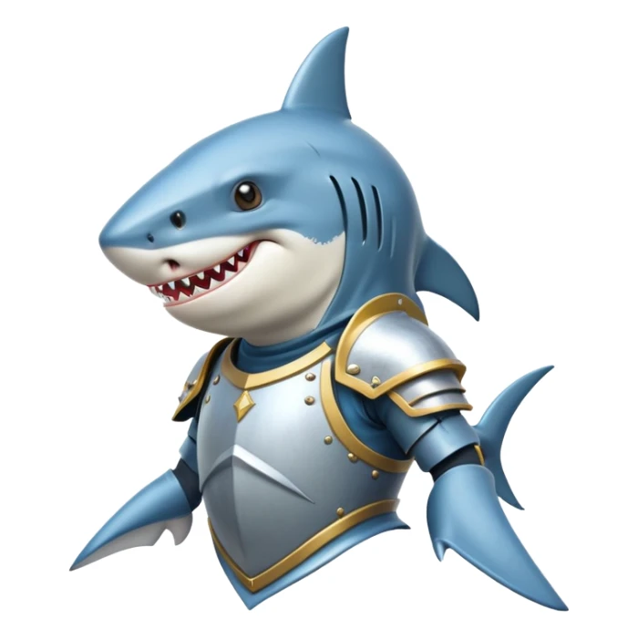 anthropomorphic shark wearing knight armor sticker