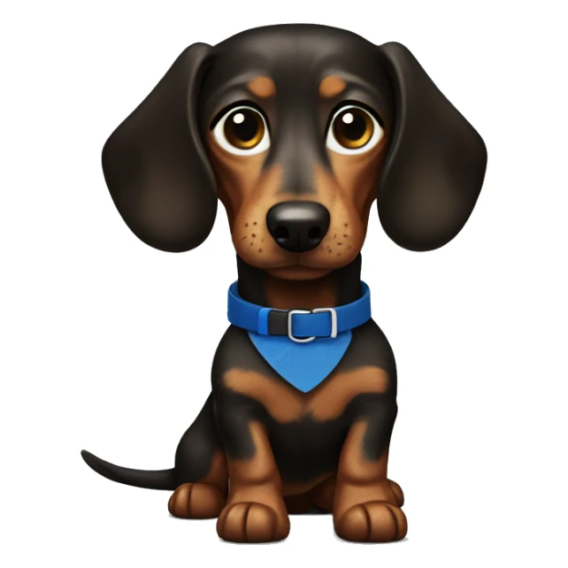 Dark fur Dachshund with long legs in blue collar  sticker