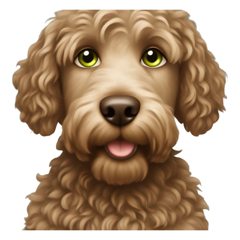 Brown haired girl with green eyes and labradoodle  sticker