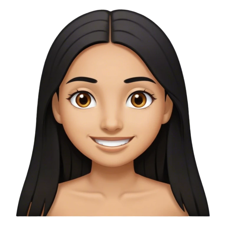 Tan girl with long straight hair bright eyes high eyebrows and chamorro features smiling sticker