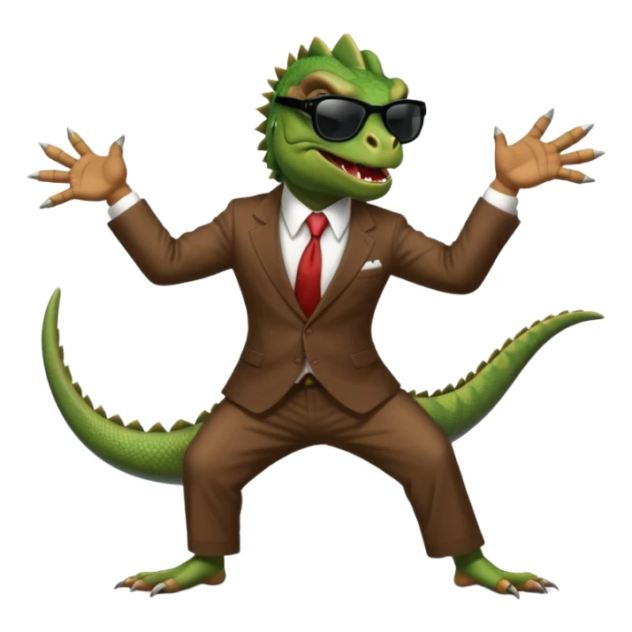 capitalist iguana banker godfather with black sunglasses breakdance scaring sticker