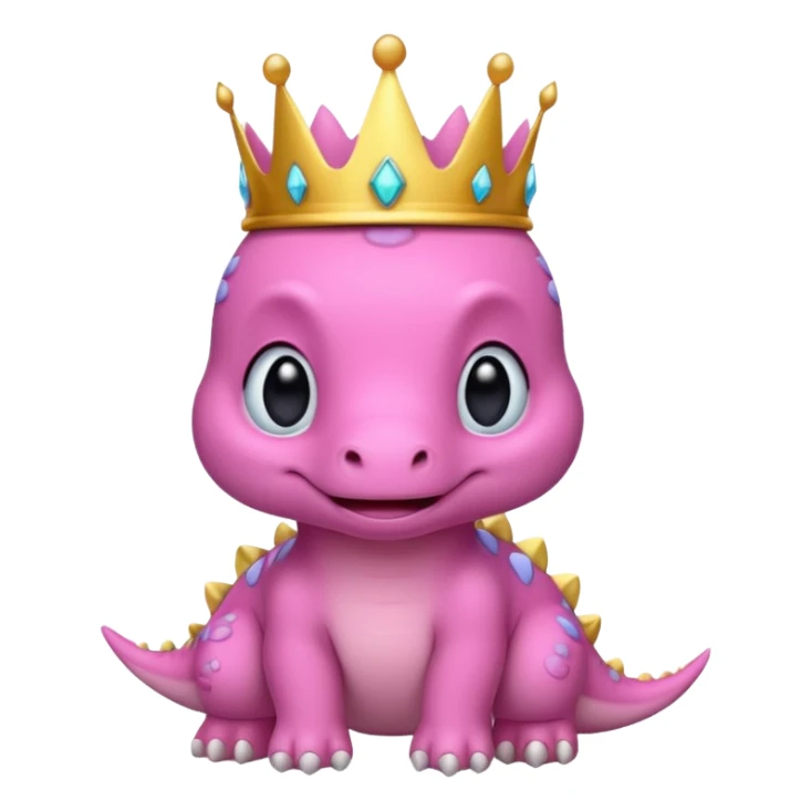 pink baby dinossaur with a crown sticker