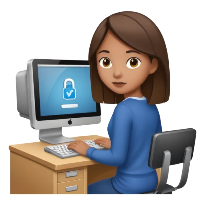 a girl entering/walking a computer room in an organized manner sticker