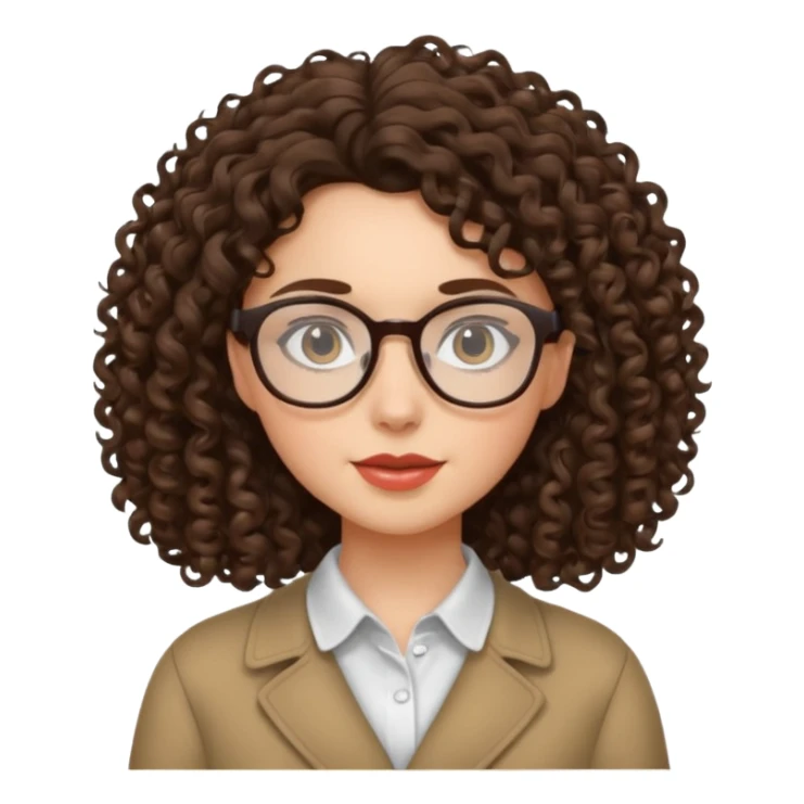 brunette girl with glasses and curly hair sticker
