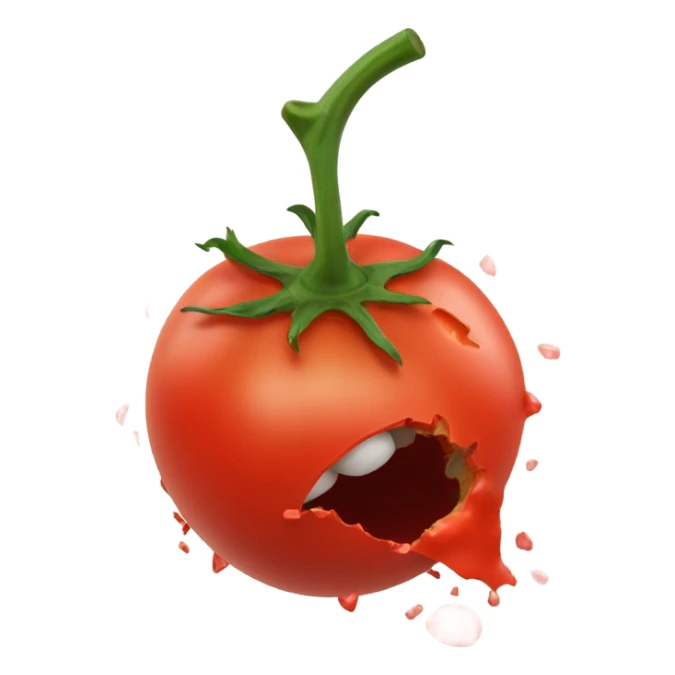  a smashed tomato, as if it had been thrown against a screen. The tomato should appear burst open, with juice splattered around sticker