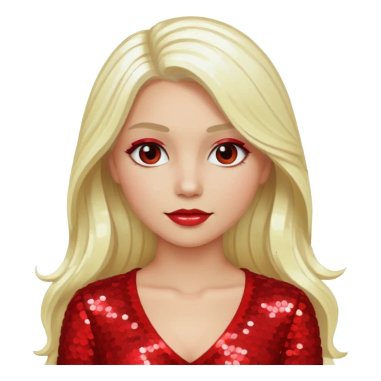 Bride of Dracula with long platinum blonde hair, red sequin outfit sticker