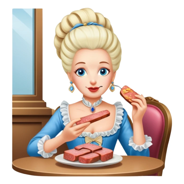 marie antoinette eating spam meat at cafe sticker