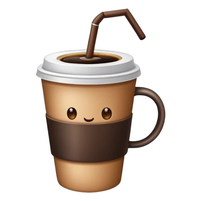cup of coffee with a straw sticker