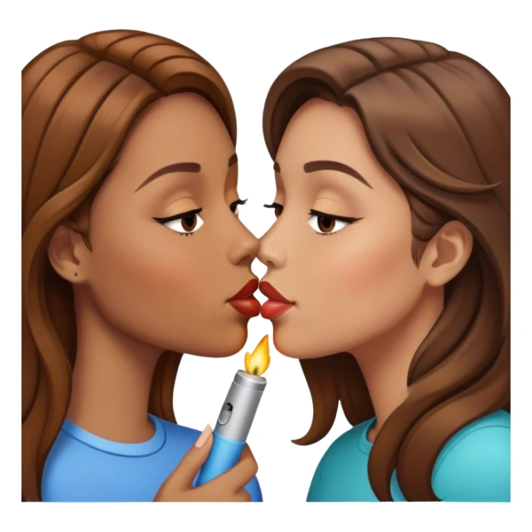 Two girlfriends kissing one with brown hair and one with lighter brown hair sticker