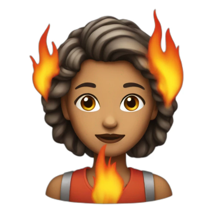 girl with fire instead of hair sticker