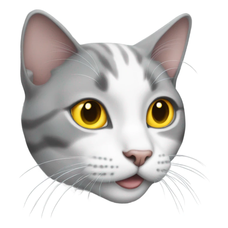 Gray and white cat with yellow eyes sticker