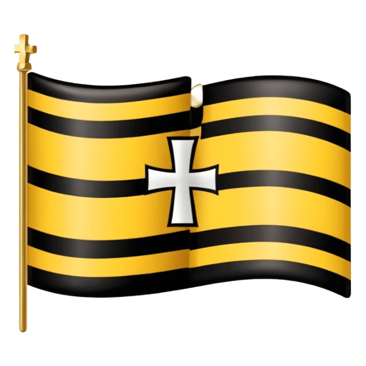 Each flag features a gold cross symbol, likely a Coptic cross, on a black and yellow background with horizontal stripes. 
 sticker