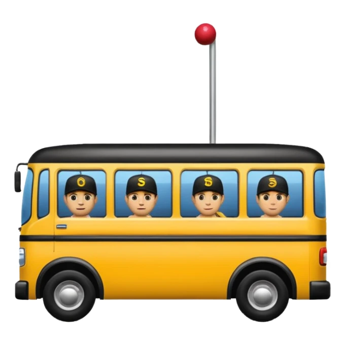 autobus de equipo llevando a egnte de basebal  y un chofer sticker