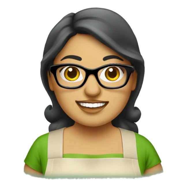 mexican chubby lady green apron  with glasses cooking tacos sticker