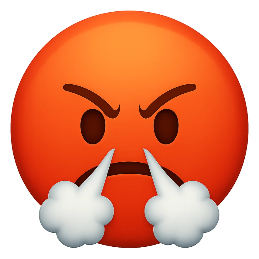 face with red angry steam emoji, digital illustration sticker