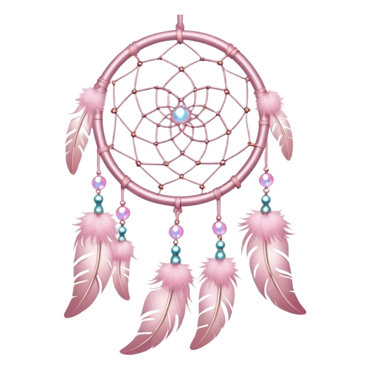 Hanging Iridescent pastel pink sakura crystals white-pearly suncatcher dreamcatcher with bells and feathers sticker