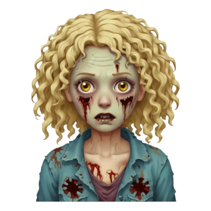 Mulher zumbi de cabelo cacheado loiro sticker