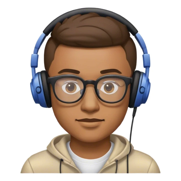 Muchacho guapo tez moreno claro  con lentes  con audífonos jugando playstation sticker