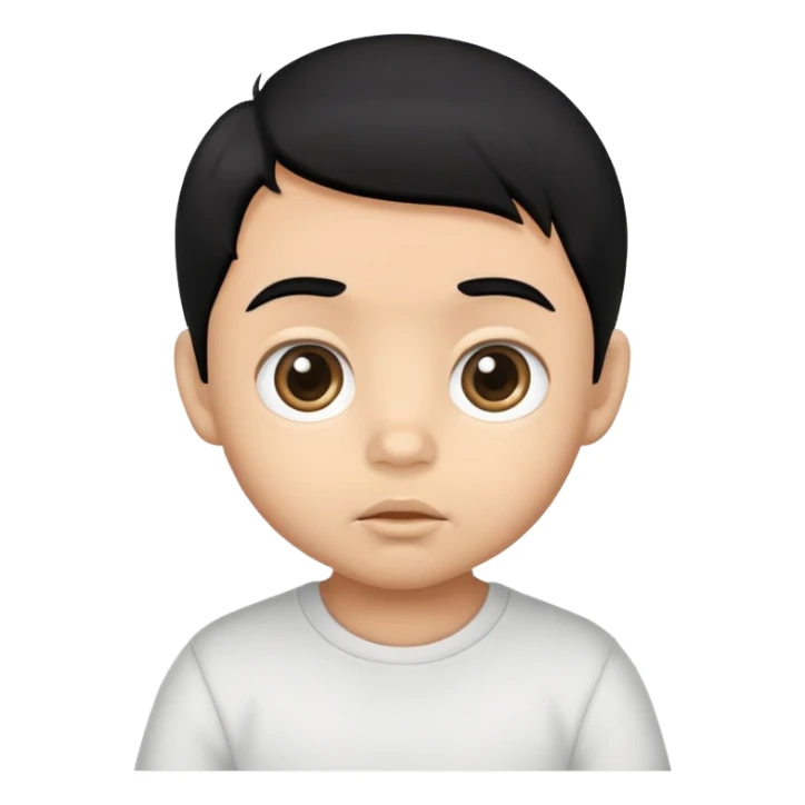Baby boy face with big eyes, medium skin tone, and black hair sticker