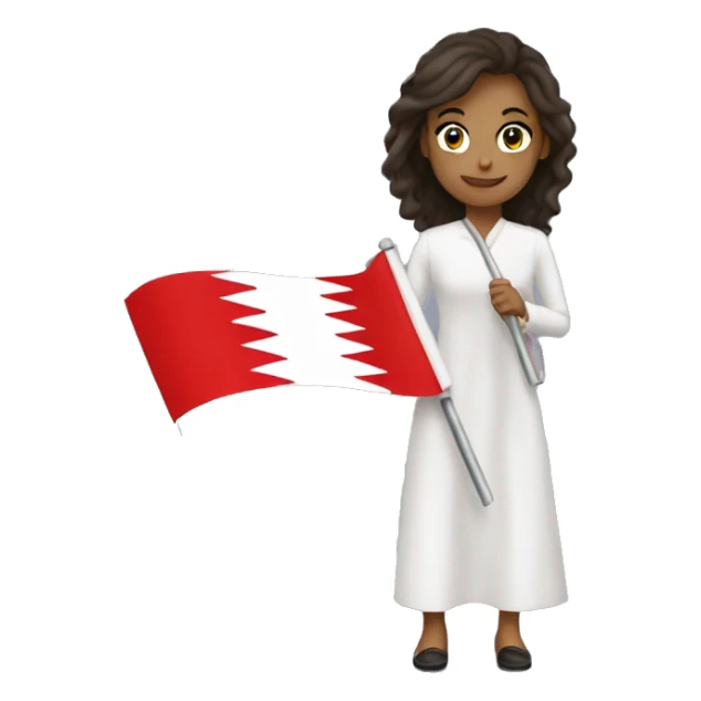 Bahrain flag and a woman holding it sticker