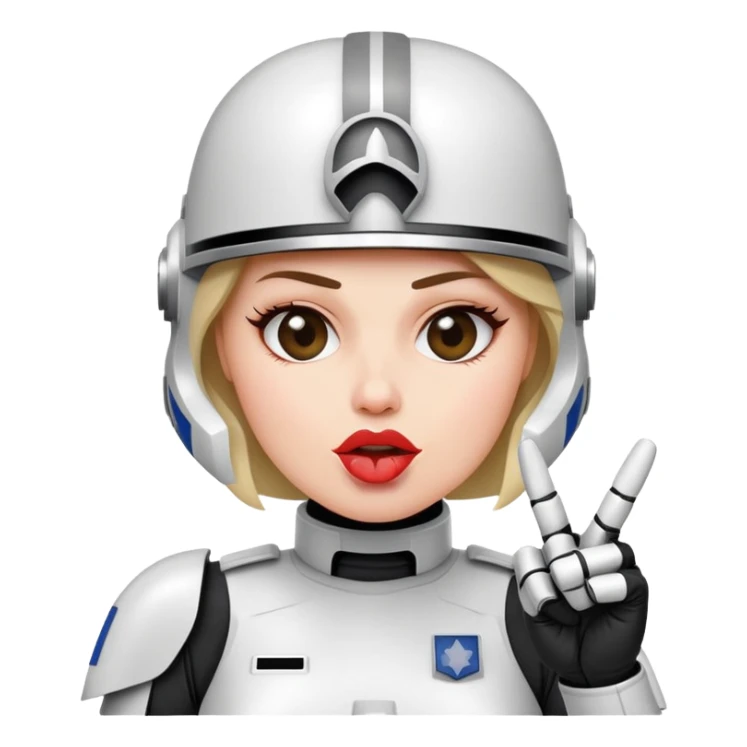 woman star trooper middle finger and face with tongue out  sticker